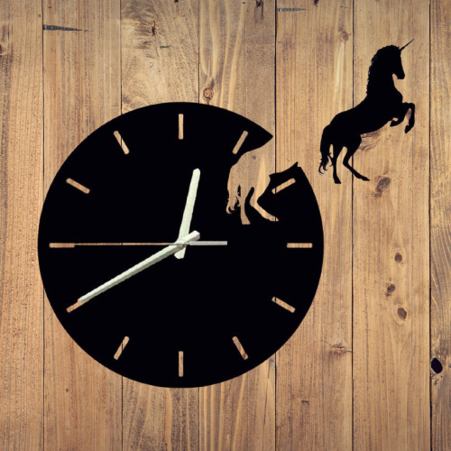 Pegasus 3D Wall Clock / Black / Golden / Silver / 30 x 30 CM